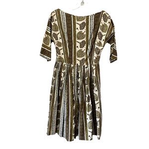 Vintage homemade dress Size 4 fit and flare Zip Neutral Sleeves Cotton